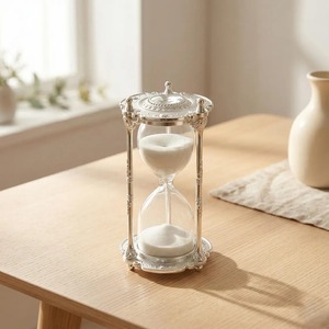 Lavish Gold And Blue Crystal Detailing Glass <b>Sand</b> <b>Timer</b> Luxury Decor And Gifting Hourglass Display Handcrafted From India - Product Image 4