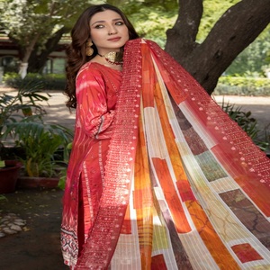 Robe Anarkali brodée pour femme Sarees de mariage 3 pièces Vêtements de fête indiens Vêtements pakistanais-Matière viscose - Product Image 3