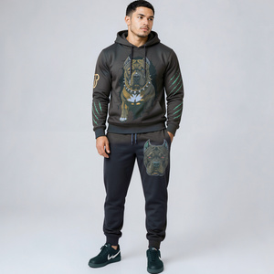 Conjunto Deportivo Informal con Capucha y Estampado de Dragón para Niños, Manga Larga, Material de Poliéster Transpirable, Corte Regular con Bolsillos Laterales, Otoño - Product Image 3