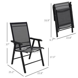 Lot de 4 chaises pliantes noires empilables pour terrasse, salle à manger, sièges polyvalents - Product Image 3