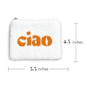 Bolso de mano artesanal con cuentas Ciao Bella para mujer, mini cartera con diseño textil, monedero con cremallera, bandolera, proveedor OEM - Product Image 4