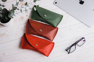 Premium Cowhide Leather Glasses Case Handmade Soft Spectacles Pouch Luxury Slim <b>Sunglasses</b> Cover Leather Bag LGC-0062 - Product Image 1