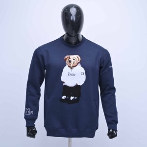 Premium Quality Custom Logo Manufacturers Blue Cotton Fleece With Front Chenille Embroidery Full Sleeves Sweatshirt For <b>Mens</b> - Product Image 1