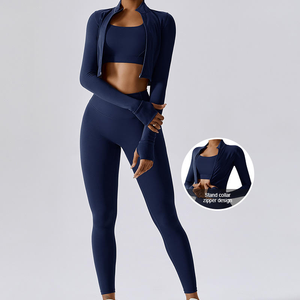 Conjunto Deportivo de 3 Piezas para Mujer, Sensación de Desnudez, Secado Rápido, para Yoga, Gimnasio, Entrenamiento, Running, Fitness, Espalda Cruzada - Product Image 5