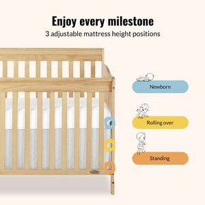 Cuna convertible 4 en 1 de madera maciza con barandilla, cama para niños pequeños para dormitorio infantil, muebles de madera seguros para bebés - Product Image 6