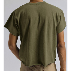 Custom Logo High Quality 260GSM <b>Box</b> Fit 100%Cotton Men's T-Shirts <b>Drop</b> Shoulder Oversized Cropped Boxy Plussize T Shirts for Men - Product Image 5