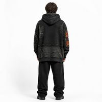 Sweat à capuche personnalisé pour homme, avec appliqué 'Maison Hantée' et effet vieilli, en polaire oversize, style streetwear hiver hip-hop, décontracté