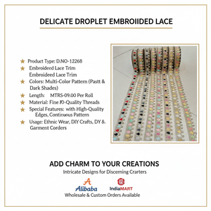 Cinta de encaje bordada de malla fina multicolor premium con hilo delicado de arcoíris para vestidos étnicos y adornos de boutique - Product Image 6