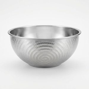 Handmade Vistara Spiral Hammered Serving Bowl 28 cm Satin Exterior with SS304 28 cm for Home Decor - Product Image 1