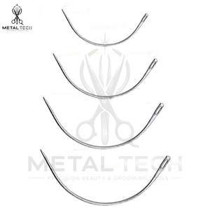 Set of Silver Metal C-Curve Needles in Mixed Sizes Nested Curved Weaving Tools for Precise Hair <b>Extension</b> and Weft Sewing - Product Image 4