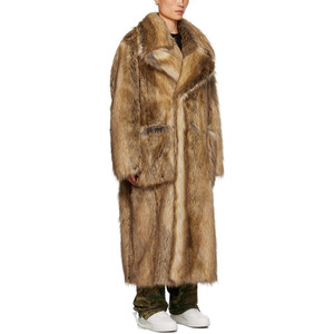 Manteau en fausse fourrure beige à double boutonnage, design de mode de haute qualité, manteau sur mesure pour homme - Product Image 2