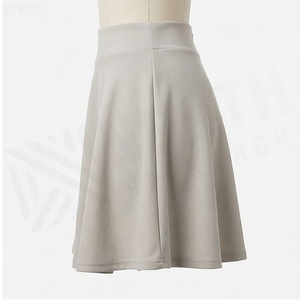 Minifalda de Mujer, Corte en A, Cintura Elástica, Color Sólido, Plisada, Tela Suave de Spandex y Poliéster, para Todas las Temporadas - Product Image 3