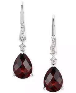 Gemma (3-3/4 ct. T. w.) e orecchini pendenti con pietra portafortuna con accento di diamanti in argento Sterling | Macacy's - Product Image 5