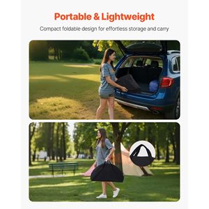 Tavolo da Picnic da esterno pieghevole portatile in tessuto Oxford rotondo da campeggio con 4 portabicchieri - Product Image 5