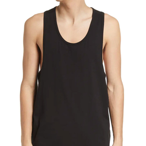 Débardeur noir grande taille pour homme, col rond, sans manches, en coton tricoté, décontracté, séchage rapide, tendance été, collection en gros - Product Image 6
