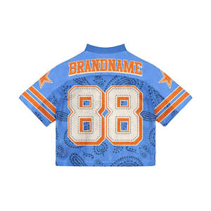 Camiseta Deportiva Transpirable de Fútbol Americano Personalizada, Estilo Crop Top, con Estampado por Sublimación, Bordado, Cuello en V, Sin Tirantes, Unisex - Product Image 4