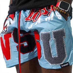 Shorts en denim double 100% coton de haute qualité, lavés à l'acide, respirants, en toile, motif uni, tissu peigné de style urbain, bouton - Product Image 2