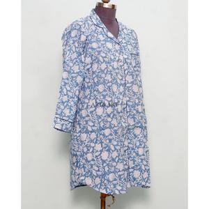 Vestidos Casuales Bohemios Indios para Mujer, 100% Algodón, Tejido de Punto, Estampado Floral, Manga Larga, Cuello en V, Ajustado, Ecológico, Lavable, con Botones, de Secado Rápido - Product Image 4