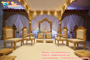 Boda tradicional Phera ceremonia Vidhi sillas Ideas venta al por mayor elegante madera Mandap silla conjunto para fiesta decoración eventos Australia - Product Image 5