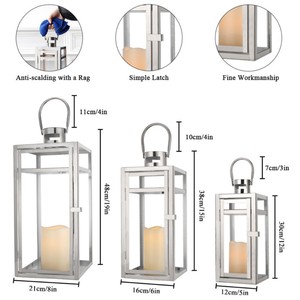 Rectangular Metal Stainless Steel <b>Lantern</b> <b>Set</b> with Candle Holder for Home Decoration Durable Finish - Product Image 3