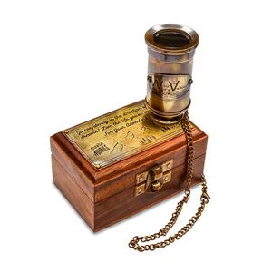 Télescope modèle poli en laiton doré, artisanat métallique avec boîte de rangement en bois, jumelles pliables finition laiton antique - Product Image 5