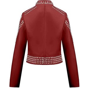 Womens Studded Leather <b>Jacket</b> <b>Punk</b> Rock Black Biker Motorcycle <b>Jacket</b> PU Leather OEM Custom Wholesale Manufacturer - Product Image 2