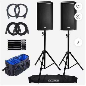 New Arrival 100% Authentic VEN-TIS 112A 2-Way Active 12 inch <b>Speakers</b> with <b>Stands</b> Duo Pack - Product Image 1