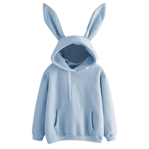 เสื้อสเวตเตอร์มีฮู้ดสีชมพูสำหรับผู้หญิง มีกระเป๋าหูกระต่าย สวมใส่สบายๆ ในฤดูใบไม้ผลิ แขนยาวถัก สีพื้น ระบายอากาศได้ดี - Product Image 6