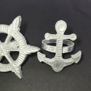 แหวนรัดผ้าเช็ดปากรูปสมอเรือหรือพวงมาลัยเรือ ทำจากอะลูมิเนียม ลายทางทะเล สำหรับตกแต่งโต๊ะบ้านริมชายหาด - Product Image 5