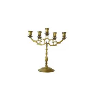 Luxury Vintage Brass Seven Branch Menorah | Handmade Temple Candelabrum | Decorative Religious Wedding Candle Holder Bold - Product Image 2