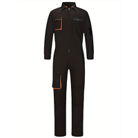 Combinaison de travail noire pour homme en polyester, confortable, certifiée CE, respirante, avec détection des aiguilles, sérigraphiée