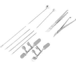 Kit d'outils de précision pour laboratoire : micro-cuillères, spatules et pinces à action inversée en acier inoxydable pour la microscopie - Product Image 1