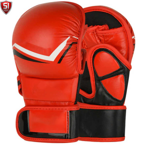 ถุงมือ MMA หนัง PU คุณภาพสูง แบบเปิดนิ้ว ปรับสายรัดข้อมือได้ ปิดด้วยแถบตีนตุ๊กแก บุฟองน้ำ สำหรับศิลปะการต่อสู้ มวย - Product Image 1