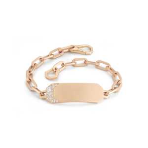 Engravable ID Nameplate <b>Bracelet</b> Pave Cluster Paperclip Chain Link Wear Wholesale 14K 18K Gold 925 <b>Silver</b> Unisex Statement Fine - Product Image 5