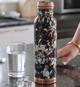 Elegante botella de cobre personalizada con estampado de guijarros, a prueba de fugas, para hidratación diaria, viajes, gimnasio, yoga, oficina y regalos. - Product Image 3