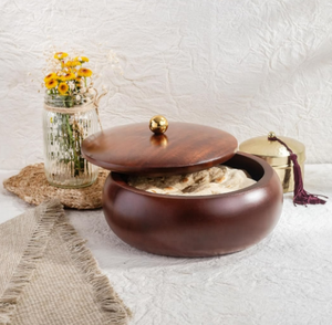 Handmade Engraved Design Wooden Roti Box <b>Decorative</b> <b>Lid</b> Chapati Storage Container For Kitchen Dining And Serving - Product Image 3