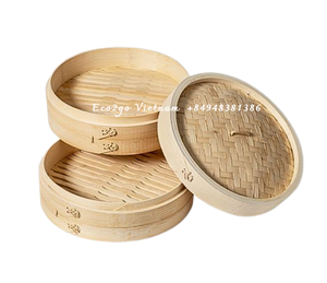 Ensemble de cuiseurs vapeur en bambou avec couvercle pour raviolis, dim sum, légumes, fruits de mer, restaurant, cuisine à domicile - Product Image 3
