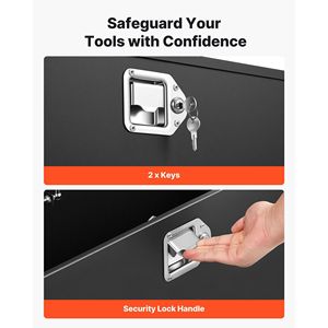 Cassetta Portautensili in Acciaio per Rimorchio, Robusta, 124,5 cm x 35,3 cm x 47,5 cm, Nuovo Organizer per Gancio di Traino con Chiavi e Serratura, Multiuso - Product Image 4