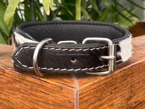 Collier de chien rembourré en cuir de vachette véritable réglable Colliers de luxe personnalisés en cuir usiné à la main pour petits chiens - Product Image 3