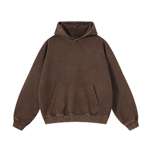 Sudadera con Capucha Extra Grande para Hombre, Estilo Vintage, Color Marrón Lavado, Felpa de Algodón Grueso de 450 g/m², Sudadera Personalizable Lisa para Streetwear - Product Image 2