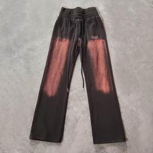 Ensemble de survêtement streetwear d'hiver personnalisé pour hommes, style délavé à l'acide, avec sweat à capuche zippé et pantalon de jogging oversize effet usé - Product Image 4
