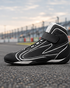 Bottes de sport karting/moto en cuir véritable noir, hauteur cheville, avec fermeture auto-agrippante, respirantes, légères, doublure Nomex, semelle extérieure en caoutchouc - Product Image 5