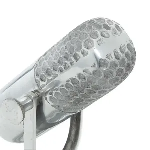 Art Deco Stainless Steel Microphone Sculpture 9 Inch Tabletop Decorative Accent for Living Room - Product Image 6