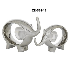 Gold Plated <b>Elephant</b> Figurine Set 2Pcs Modern Artistic Tabletop <b>Decor</b> for Living Room Housewarming Gift - Product Image 2