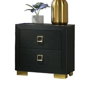 Preciosa mesita de noche negra de 1 pieza con tirador cuadrado y patas de metal, mueble de dormitorio - Product Image 6