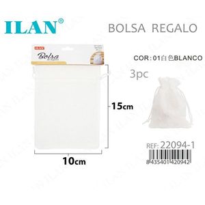 ถุงของขวัญ ILAN ขนาด 10x15 ซม. สีขาว ทำจากผ้าฝ้าย มีเชือกผูก สำหรับใส่ของขวัญ - Product Image 1
