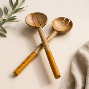 Novedades en Tendencia: Juego de Servidor de Ensalada de Madera de Mango Natural, 2 Piezas, Cuchara y Tenedor para Ensalada Hechos a Mano, Ecológicos, con Mango - Product Image 2