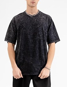 Unisex Streetwear Vintage Acid Wash T-shirt Custom Logo Embroidery Graphic Washed T Shirts Oversize Men Washed <b>Tshirt</b> - Product Image 2