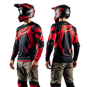 Maillot de moto à manches longues pour homme RPX, sublimé, séchage rapide, chemise de course noire et rouge à motifs, vêtements de sport de motocross - Product Image 2