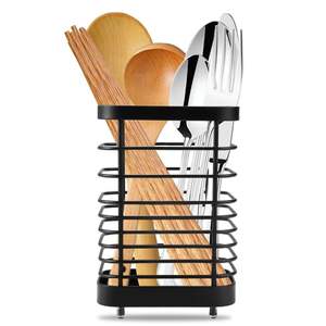 Porte-couverts en métal minimaliste pour un comptoir de cuisine épuré, favorisant un rangement d'ustensiles soigné et accessible - Product Image 4